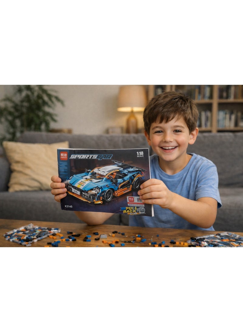 MINGDI Sports Racing Car Building Blocks Set – 606 Pieces | 1:18 Scale | Pull Back System | Premium Design - Image 4